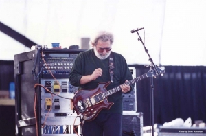 Jerry Garcia playing Doug Irwin's Rosebud guitar