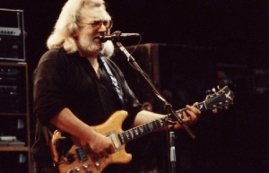 Jerry Garcia playing Wolf guitar made by Doug Irwin